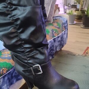 Black Leather Like Women's Boots